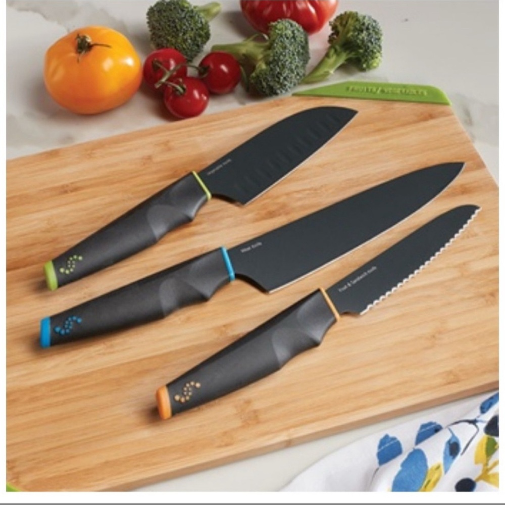 Princess House Black Knife Set with Color Accents